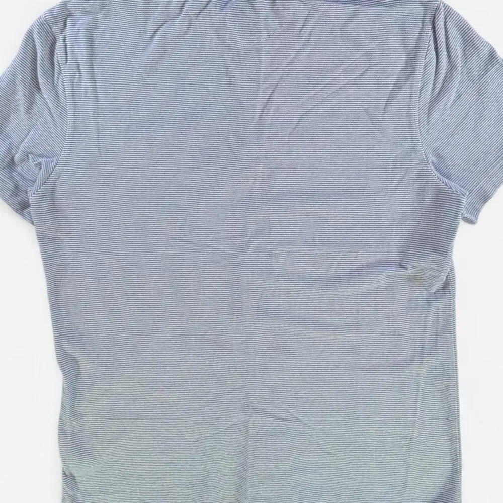 Banana Republic Men’s Polo Shirt Size L Blue White Stripe Chest Pocket